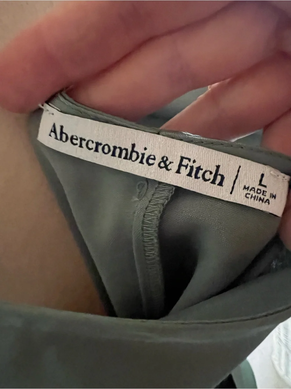 Abercrombie & Fitch Sage Green Satin Faux Wrap Slip Maxi Dress Belted SIZE LARGE